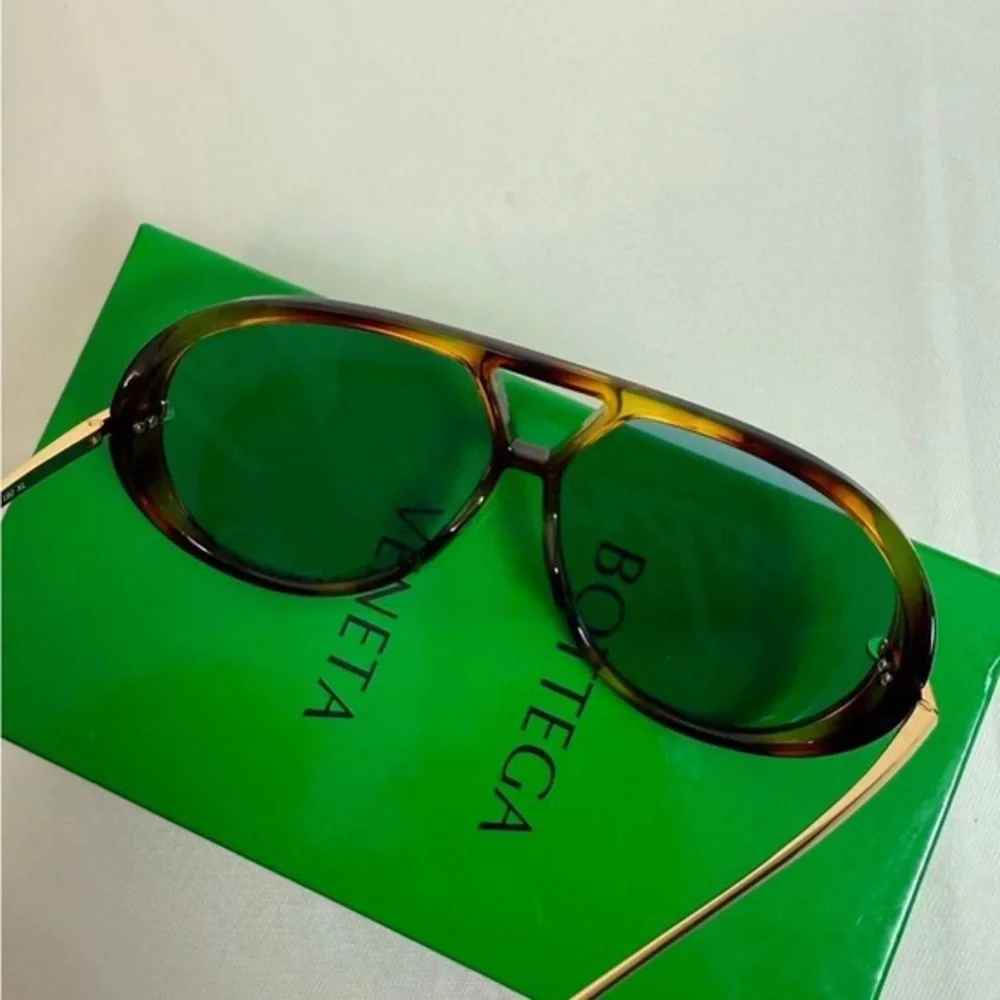 Bottega Veneta Brown Sunglasses with Green Lenses